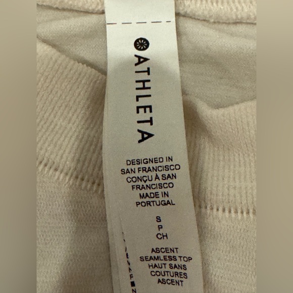 Athleta Ascent Seamless Long Sleeve Ivory Top Small - Picture 4 of 7